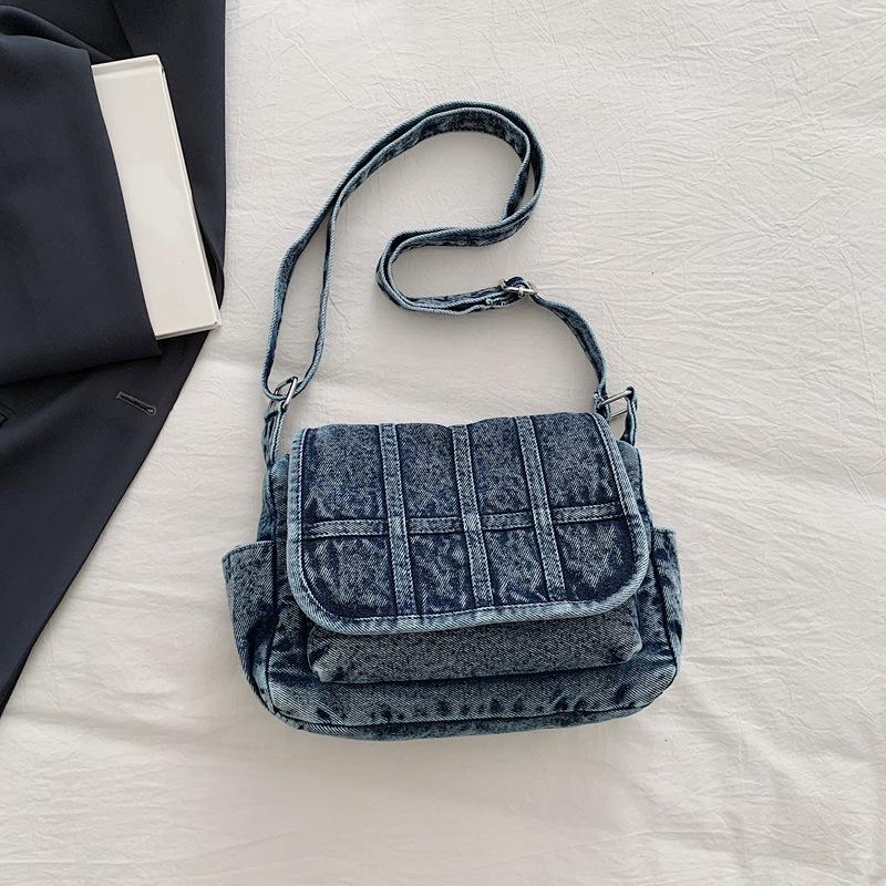 

Korean Style Vintage Washed Denim Crossbody Bag Women Fashi Shoulder Bag Spring Comfortable and Versatile Texture Storage Bags