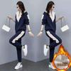 Trendy Plus Velvet Women's Sports Suit: 2026 Autumn/Winter Korean Style Long Sleeve Hoodie & Pants Two-Piece Set