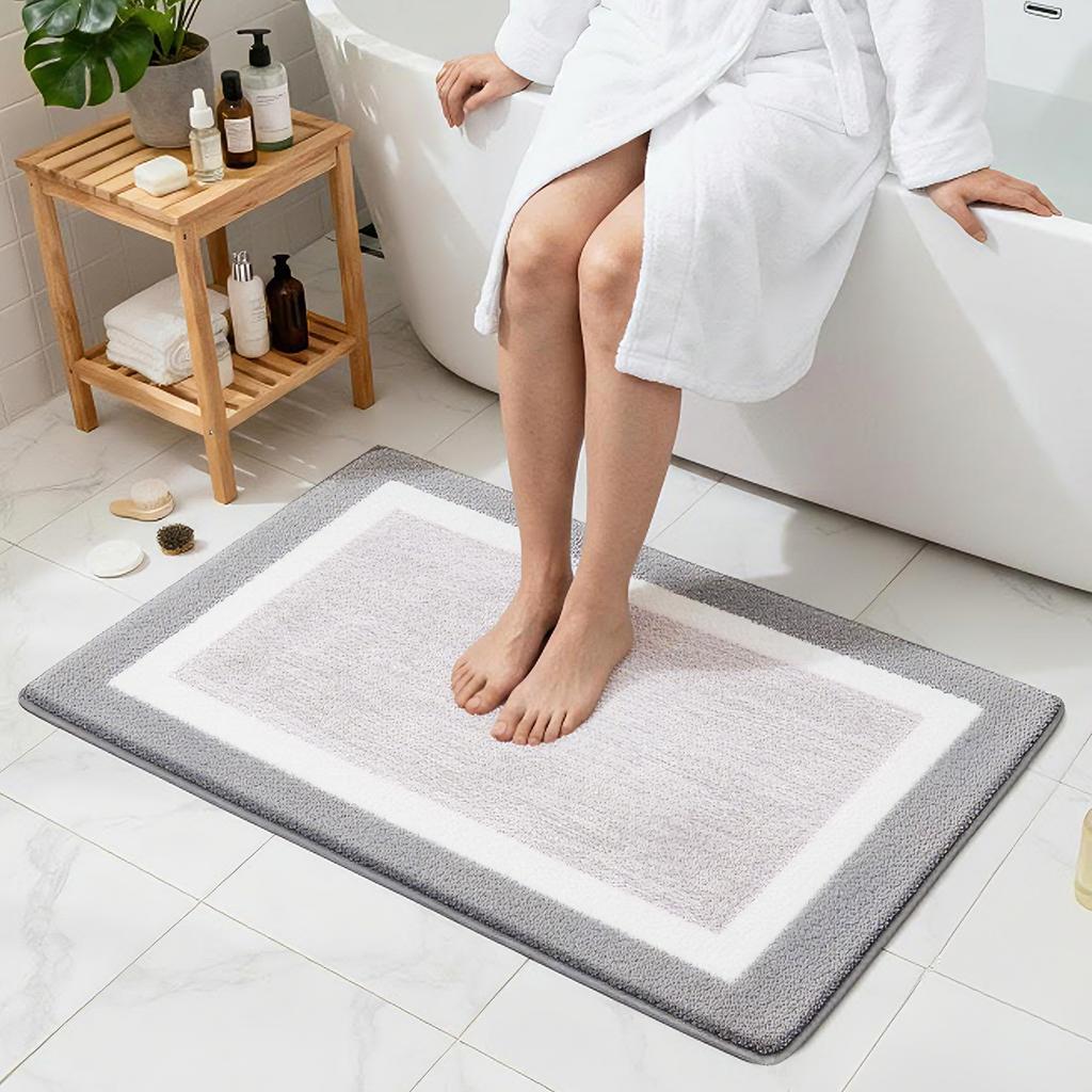 Microfiber Non-Slip Bath Mats for Bathroom Soft Water Absorbent Bathroom Mats Rugs Machine Washable Quick Dry Floor Mats