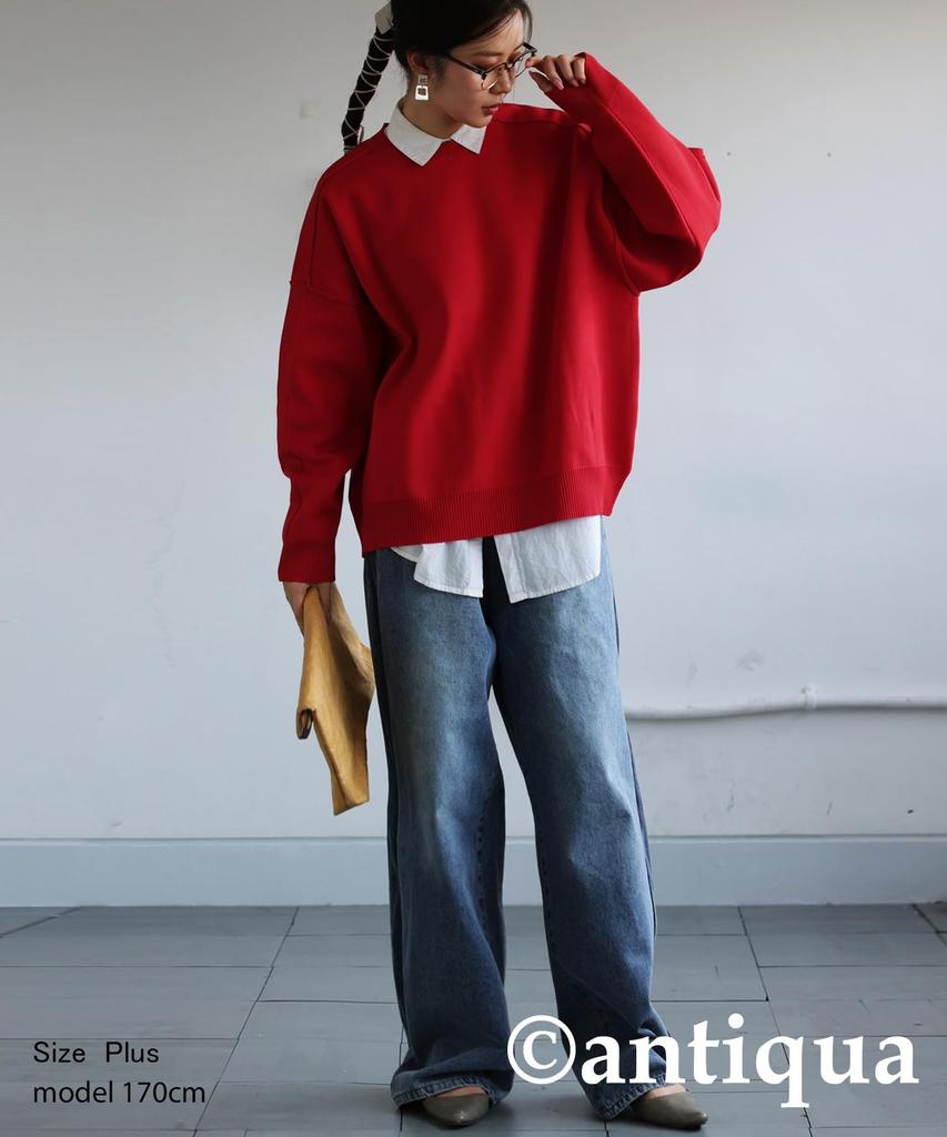 antiqua Sponge Knit Long Solid Plus to Size Red Women's Sweater, Sleeve, Color, ZA-00214, (equivalent L-XXL), 12,