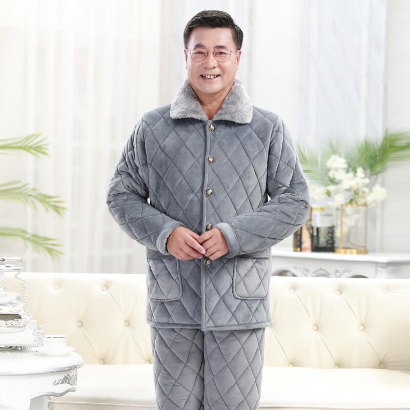 Men's Fleece-Lined Coral Velvet Warm Home Wear Set