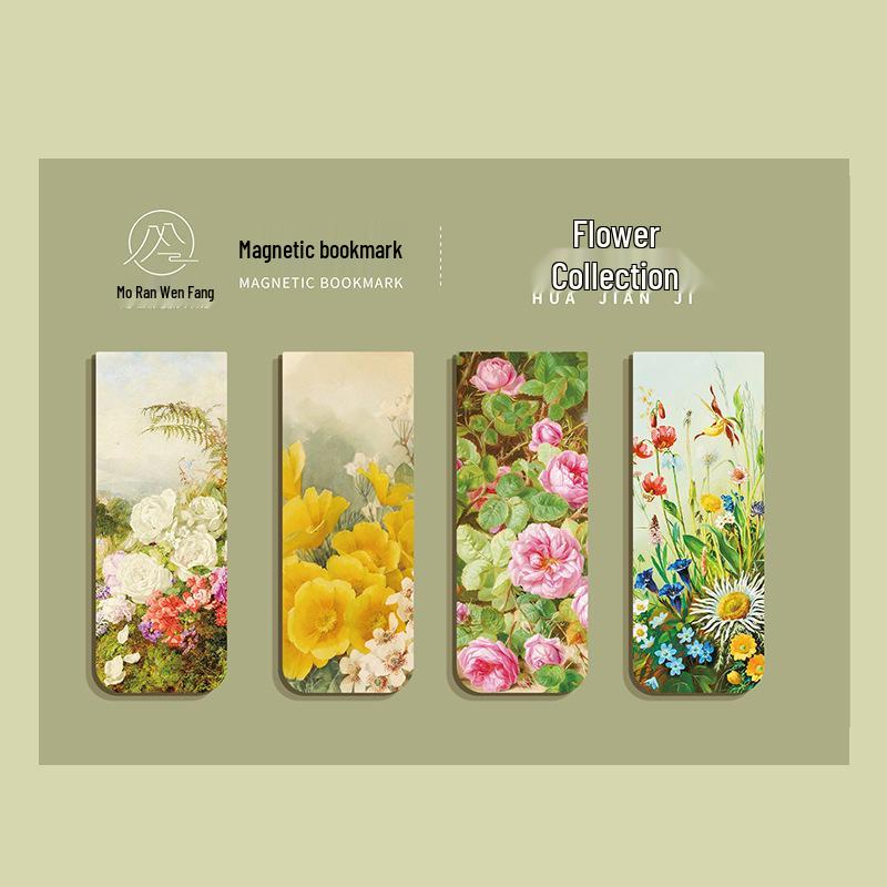 Set mit 4 magnetischen Lesezeichen mit weltberühmten Gemälden: Monet & Van Gogh