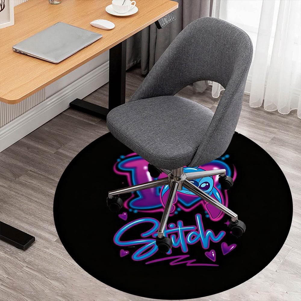 1pc Love Stitch Round Chair Mat Office Area Rug - Non-Slip, Floor Mat for Office, Bedroom, Ideal Home Decor Gift P0105045