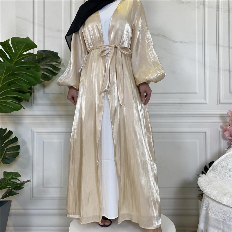 2022 Satin Long Muslim Robe Cardigan 