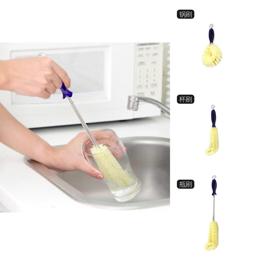 Curved Long Handle Bottle Brush With Adjustable Plastic Bristles For Kitchen Use