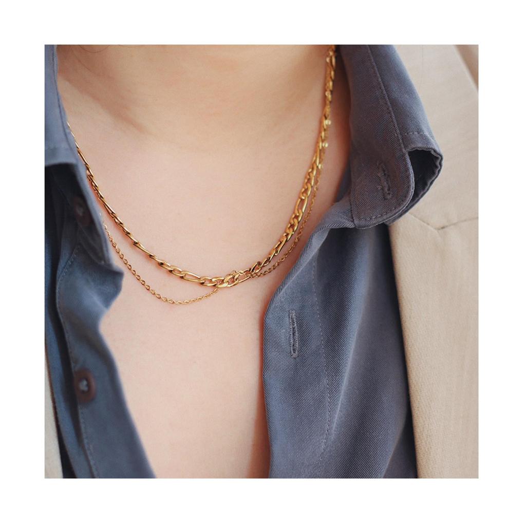 Double Layer Figaro Chain Necklace: Bestselling Titanium Steel Clavicle Accessory for Women