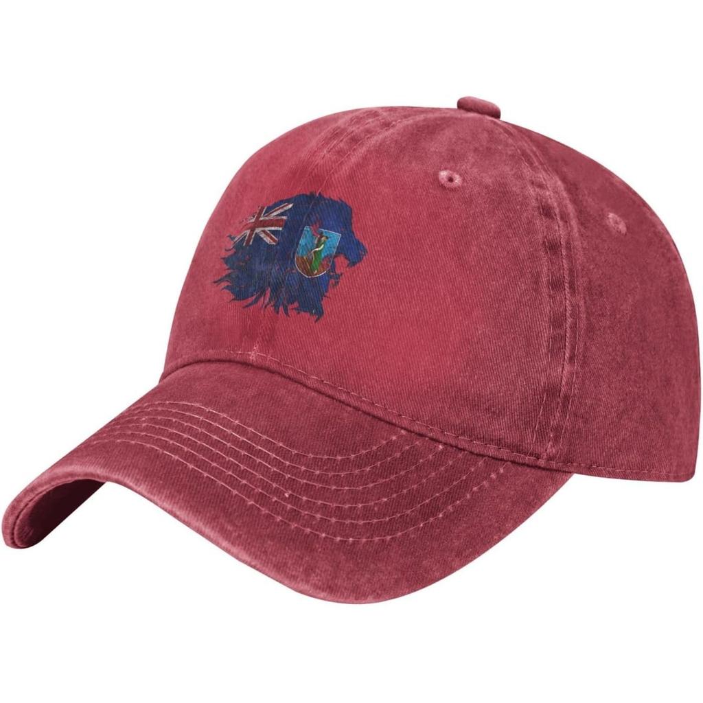Montserrat Flag Lion Washed Baseball Cap Vintage Distressed Cotton Dad Hat for Unisex