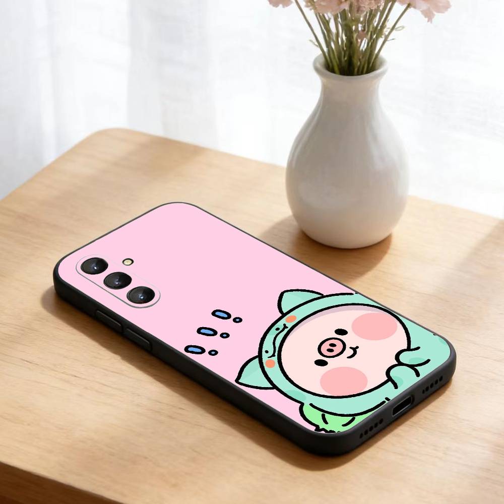 

Cute Cartoon Pig Phone Case For Samsung Galaxy A73,A72,A71,A70,A52,A51 Others Soft Black Cover Samsung a21