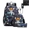 Riman Zaino con lucchetto USB ONE PIECE borsa a tracolla borsa da scuola per studenti astuccio set da tre pezzi uomo e donna