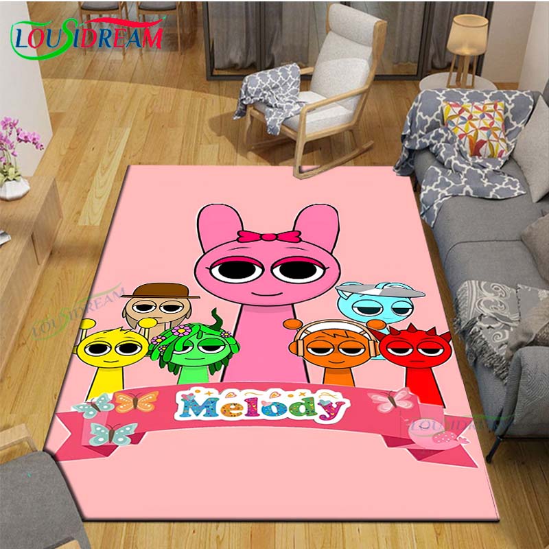 Fashion S-Sprunki Incredibox Game Carpet Outdoor Rug Area Rug Non-Slip Carpet Bedroom Decor Carpet For Room Kid Gift