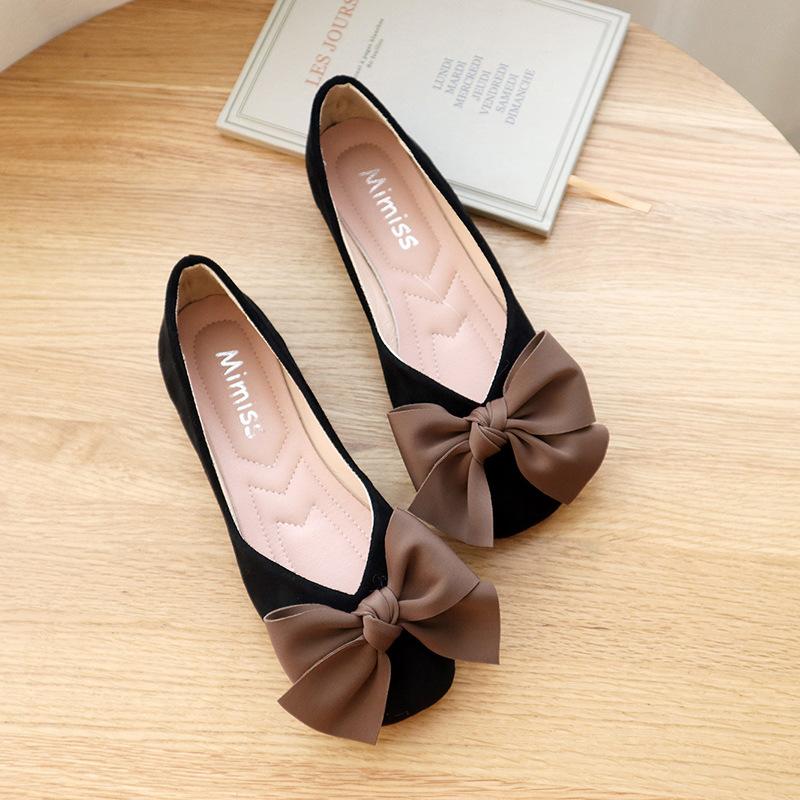Fashion Spring summer new butterfly bow sweet  comfortable shallow mouth single shoe versatile for elegant simple round toe flat shoes