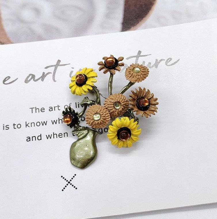 

Бренд Mihmily - изысканная брошь в виде подсолнуха, модные аксессуары высокого класса в стиле ретро.