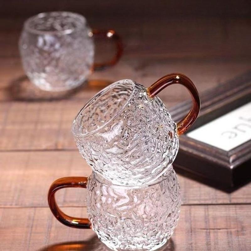 Japanese Style Heat Resistant 6pcs Package High Temperature and Explosion-proof Hammered Glass Tea Cup Borosilicate Cups Kitchen