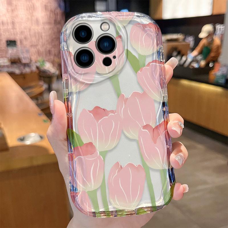 Watercolor Pink Purple Floral Wave Phone Case for iPhone 17 Air 16 E 15 14 Plus 13 12 Mini 11 Pro Max Shockproof Covers Funda