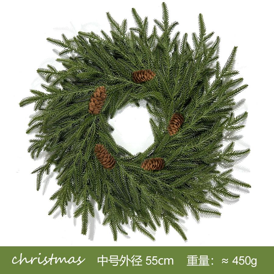

Имитация Норфолкских сосновых иголок и шишек Пластиковый венок, Рождественское украшение для дома Искусственное зеленое растительное украшение