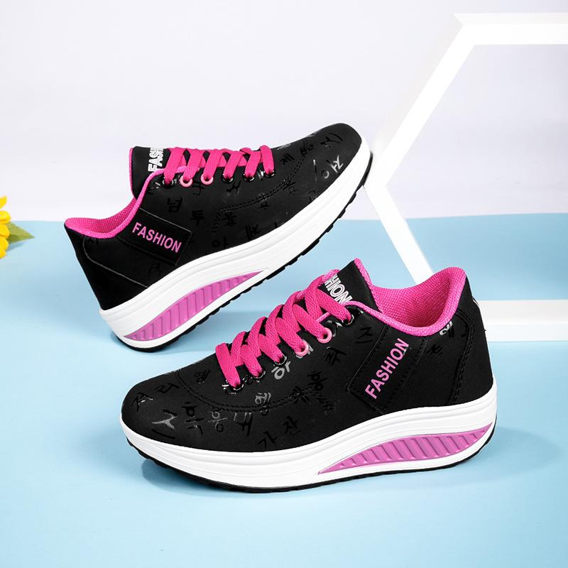 Rocking shoes women's shoes 2025 spring and autumn new leather walking mother shoes casual sports shoes platform foreign trade travel shoes