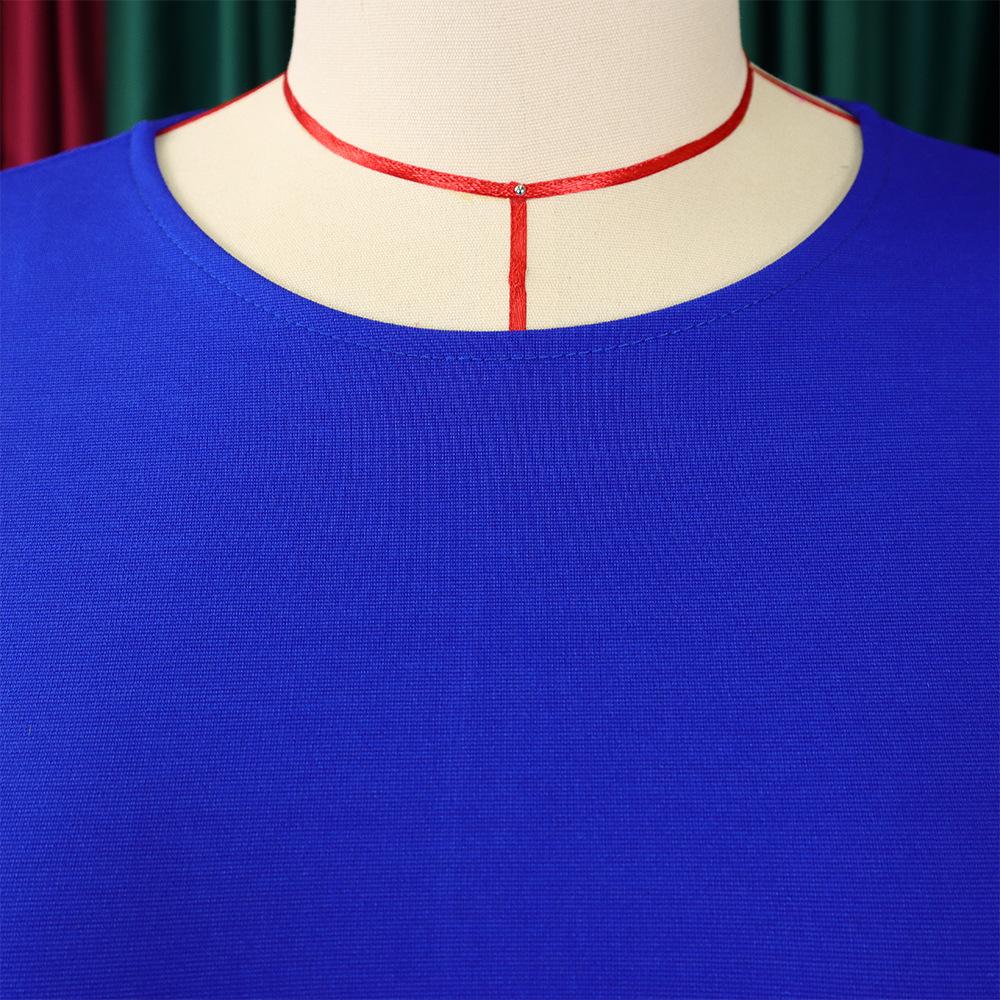 YYFS Dámská móda Jaro Podzim Jednobarevný potisk Neformální šaty s dlouhým rukávem do O-výstřihu a vysokým pasem