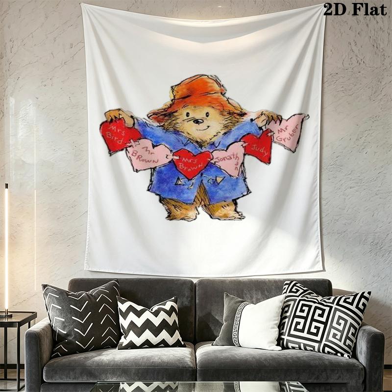 Paddington Bear Wall Tapestry Aesthetic Wall Hanging Printed Fabric Blanket Decorative Tapestries for Bedroom Living Room Home Decor