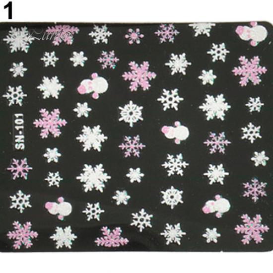 Fashionabla julsnöflingor Snowman 3D Nail Art Sticker Decal Girl fingernagel tillbehör