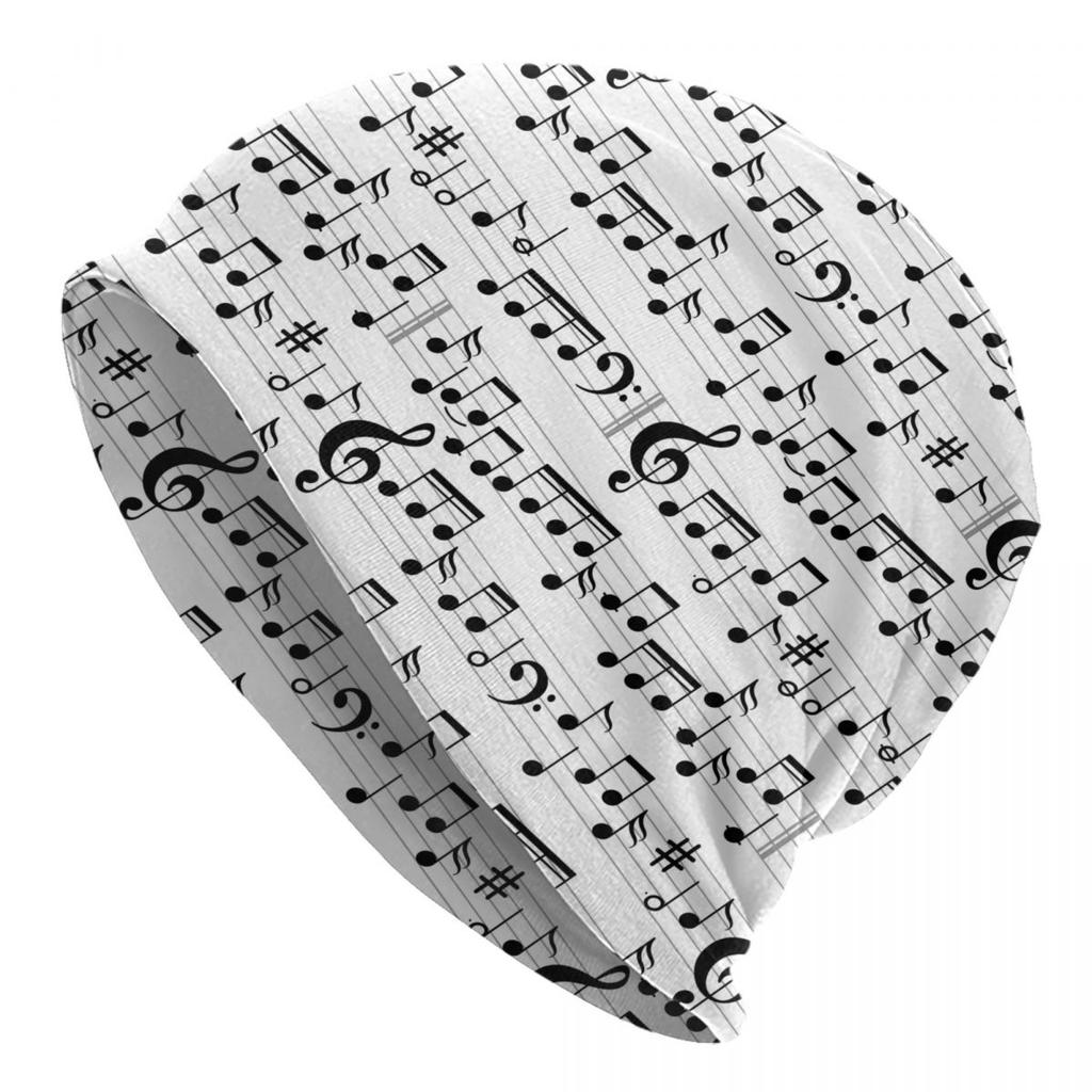 Custom Piano Keyboard Music Notes Skullies Beanies Caps Fashion Winter Warm Women Unisex Knitted Hat Adult Unisex Bonnet Hats