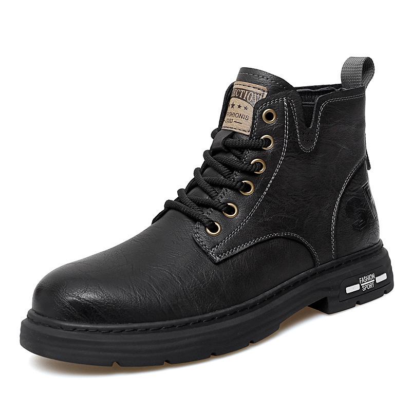 New Arrival: Men s Velvet-Lined High-Top Martin Boots - British Style Casual Fashion and Motorcycle Boots for Autumn/Winter 39