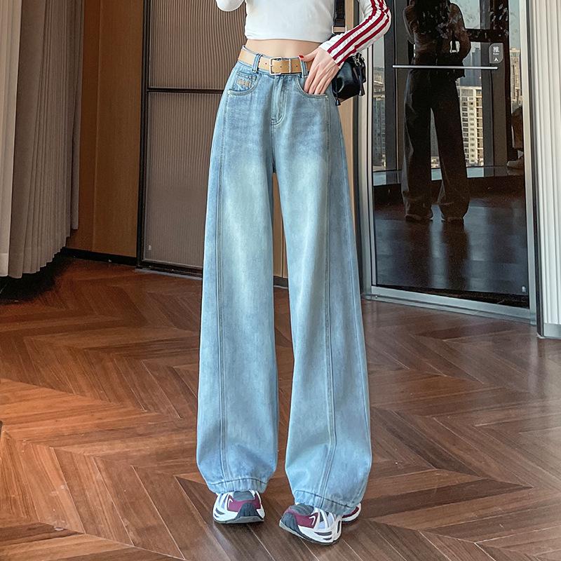 

Женские модные джинсы прямого кроя Весна и Осень 2025: Брюки слим-фит или широкие брюки 2X Large