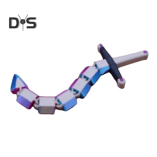 

3D Printed Articulated Toy Child-Safe Mini Movable Knife Flexible Fake Cutter Fidget Toy Gift for Kids Toy Collectors белый