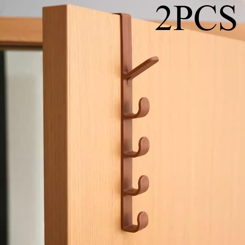 

2pcs Long Row Of Hooks Behind The Door, Bag Rack Ins Dormitory Storage Hanger, Wall-mounted Storage Rack, Hat Organizer помаранчевий