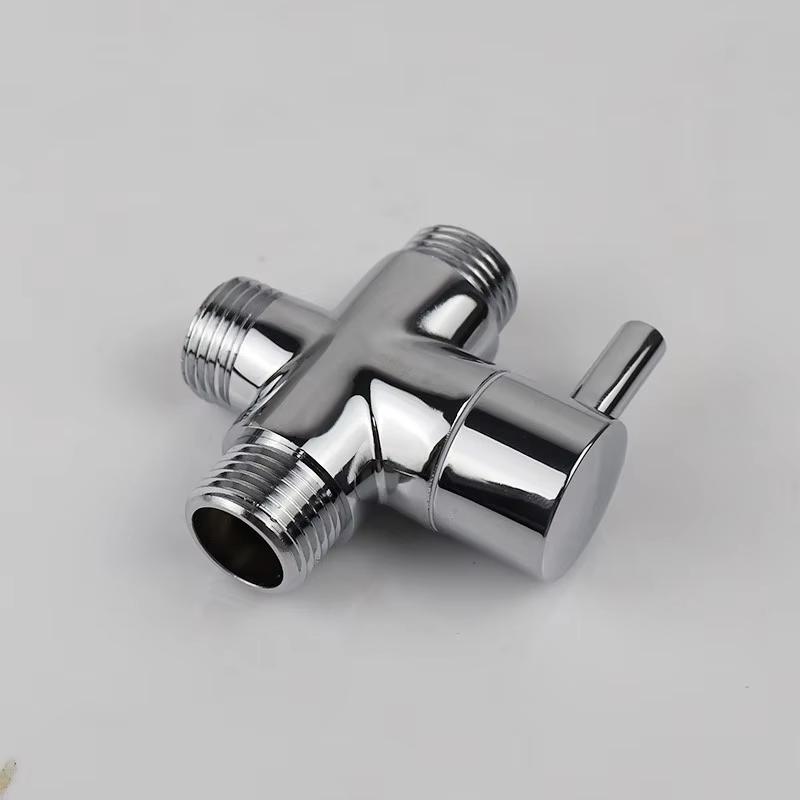 Water-Saving Three-Way Divert Shower Head Valve Switch One-Split Two-Connector Stainless Steel Chrome Finish Bath Toilet Shower