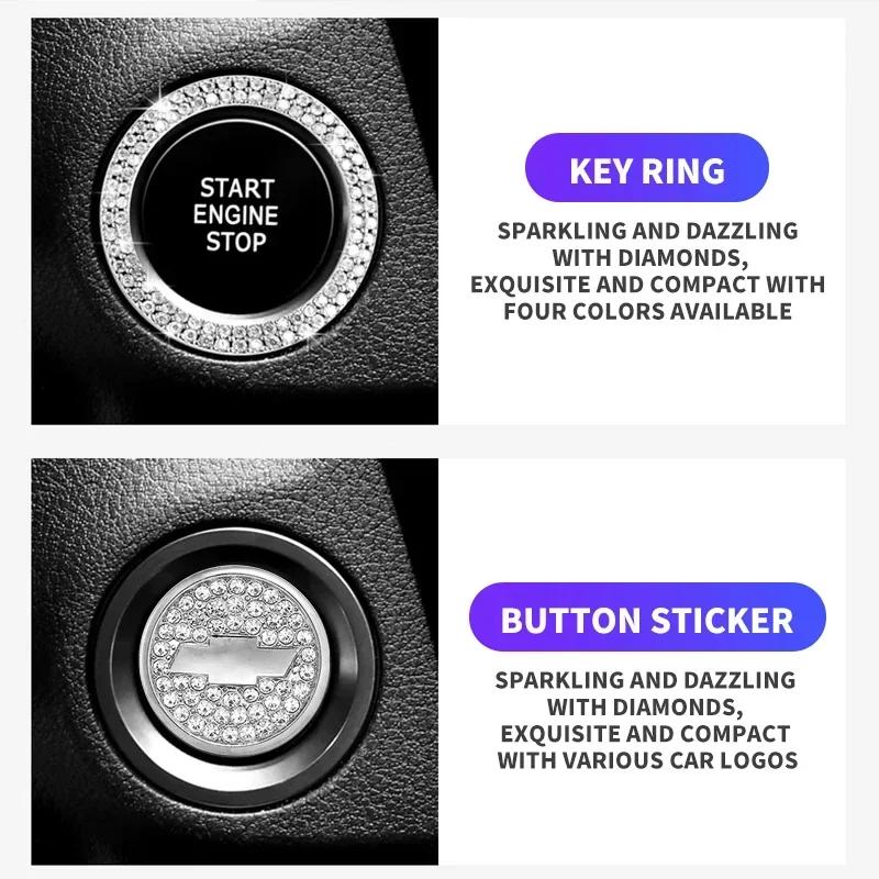 Car One-Click Start Stop Engine Ignition Ring Sticker Crystal Rhinestone Metal Decor For Chevrolet Cruze Aveo Captiva Lacetti