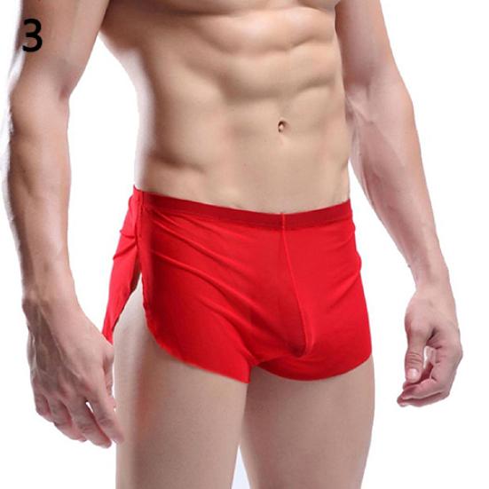 Mode homme confortable Transparent Sexy short de sport Boxer slips sous-vêtements