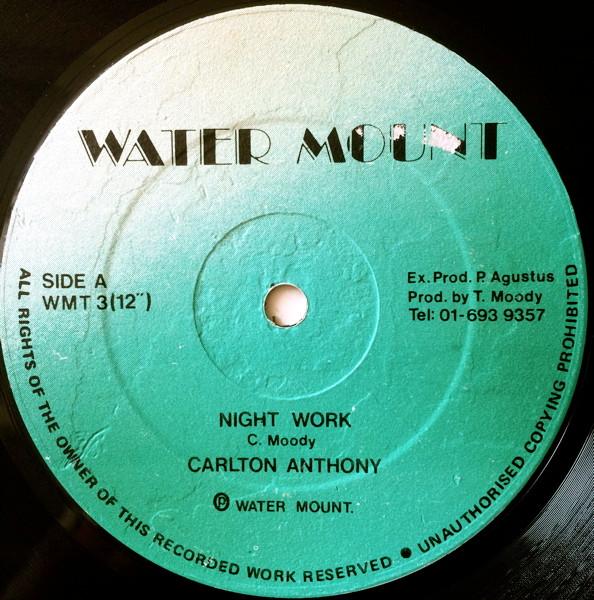 

12inch Record CARLTON ANTHONY MYSTIC RADICS Night Work Night Work Version WMT3 Water Mount UK Reggae Ska Dub Used