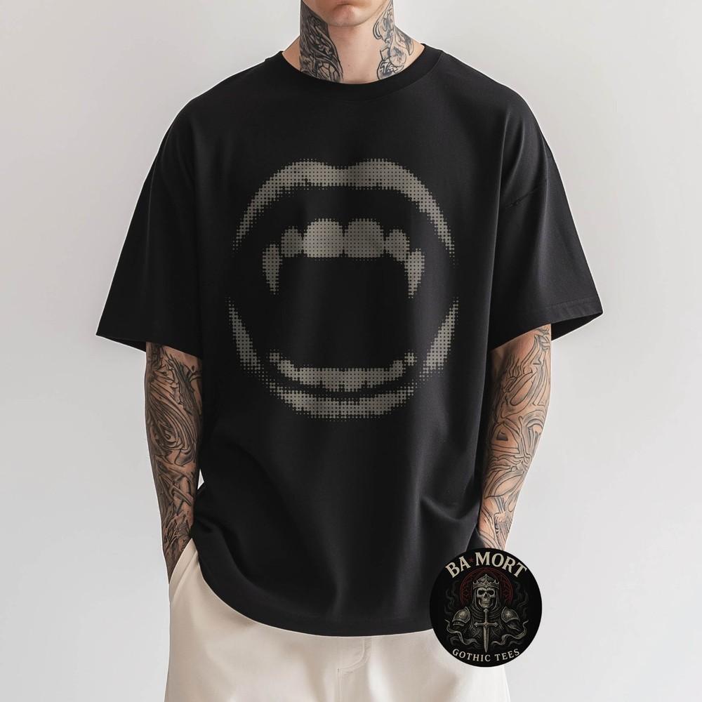 

Vampire Fangs Vintage Y2K Grunge Emo Graphic TShirt Unisex T-Shirt S