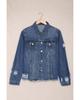 Azura Exchange Distressed Buttons Denim Jacket