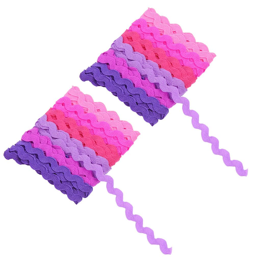 2 Stück Buntes Wellenbiegefransenband Verschleißfest Knitterfest DIY Nähbesatz für Kleidung Kleid Dekorativ