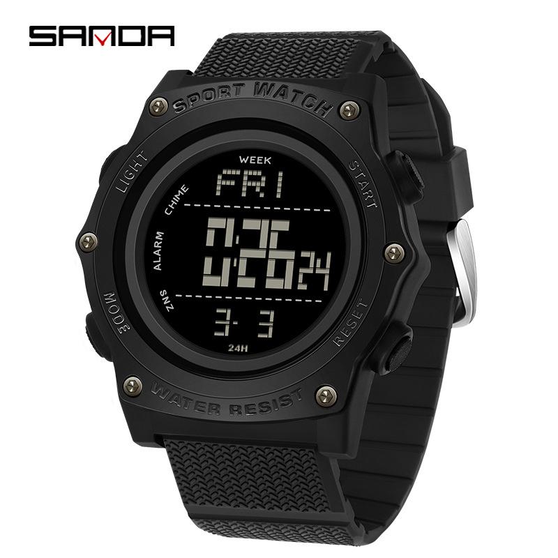 Sanda Unisex Sporty Waterproof Multifunction Electronic Watch for Teens and Students