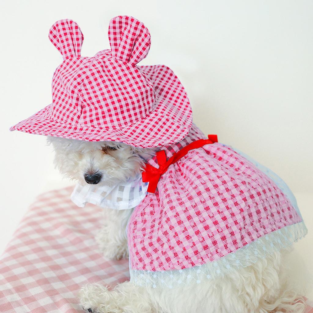 Plaid Pet Dog Hat Cute Sun Dog Hat Sun Hat Dog Sun Hat With Rope Adjustment