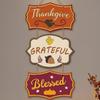 Wooden Door Sign, Farmhouse Autumn Hanging Decor  with Turkey Acorns, 3-Section Waterproof Porch Wall Sign, Prestrung Cotton Rope for Thanksgiving