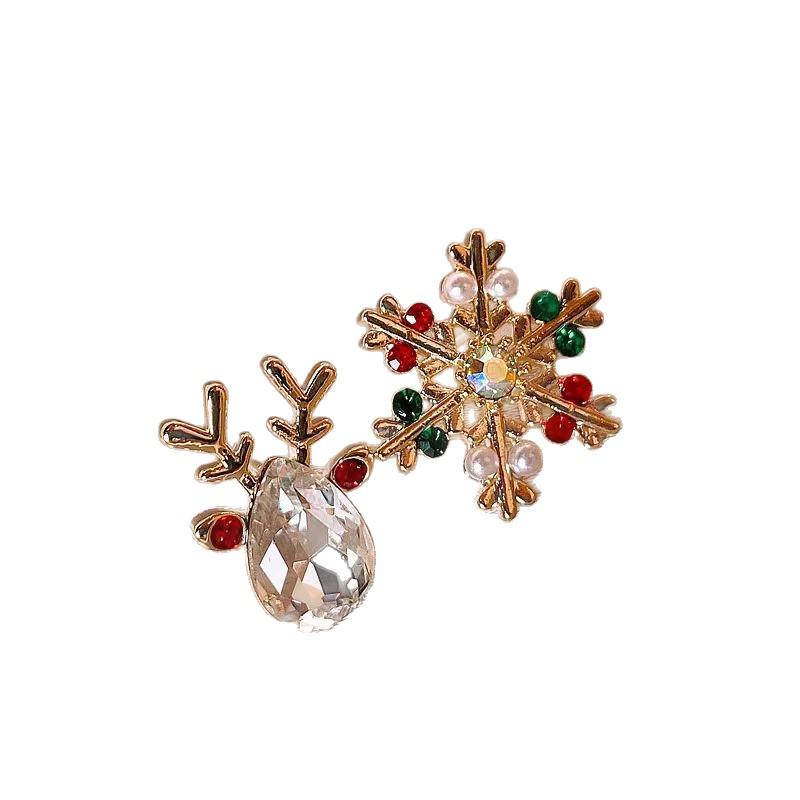 Boucles d'oreilles de luxe Flocon de neige Renne 2025 - Puces d'oreilles uniques et haut de gamme pour femmes