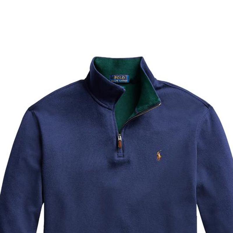 Polo Ralph Lauren Solid Color Mock Neck Half Zip Pullover Long Sleeve Sweatshirt Men sweatshirt Blue 710877001-004