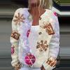 Women's Fashion Printed Long Sleeve Knitted Cardigan Button Down Jacket
