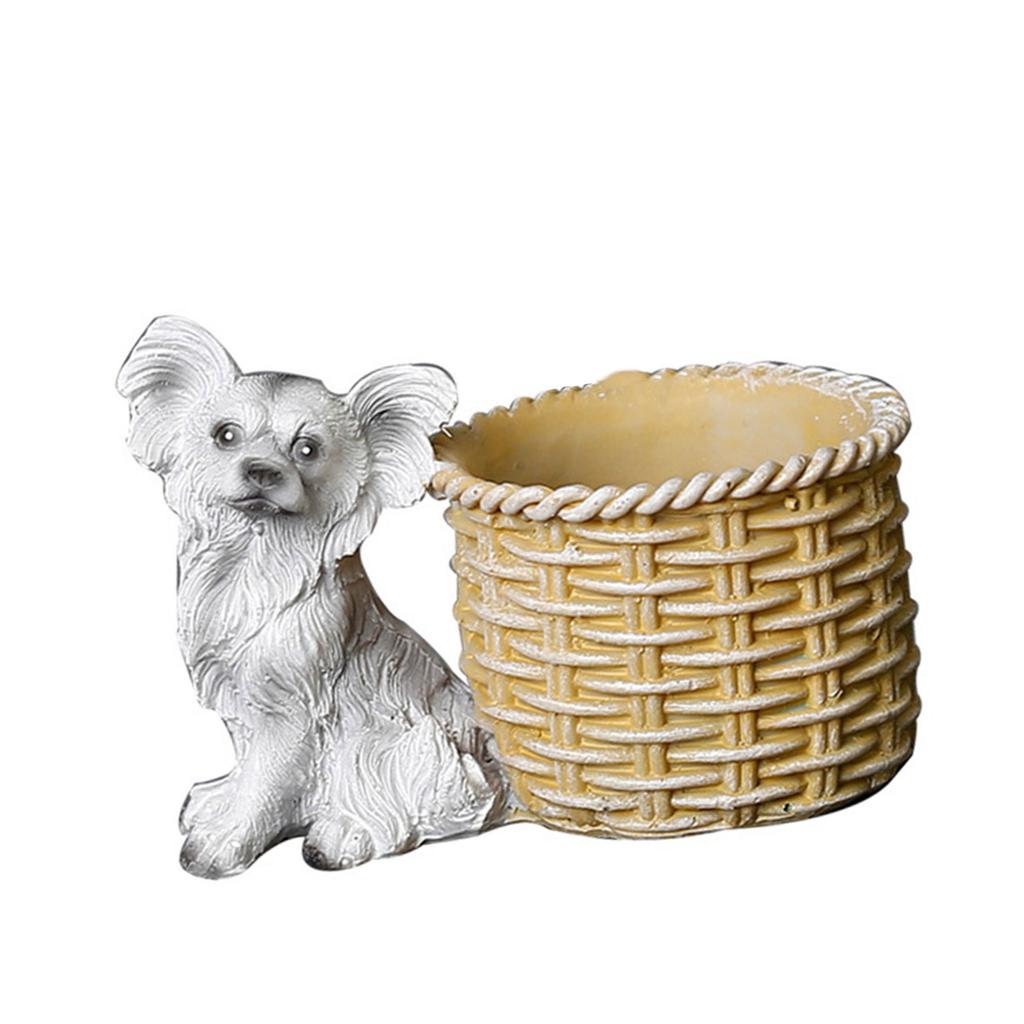 Dog Sculpture Flowerpot Decoration Puppy Figurine Plant Container Flower Basket for Gardens Yard Patios Office Home