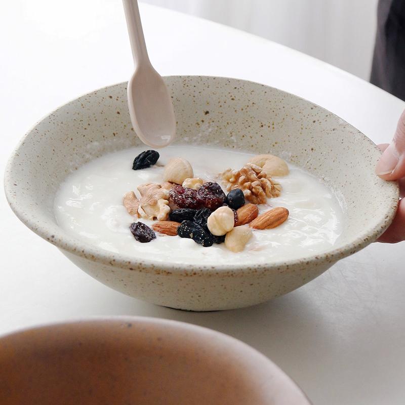 Retro Breakfast Dessert Bowl Household Coarse Pottery Tableware Restaurant Fruit Salad Bowl Oatmeal Yogurt Bowl Tableware