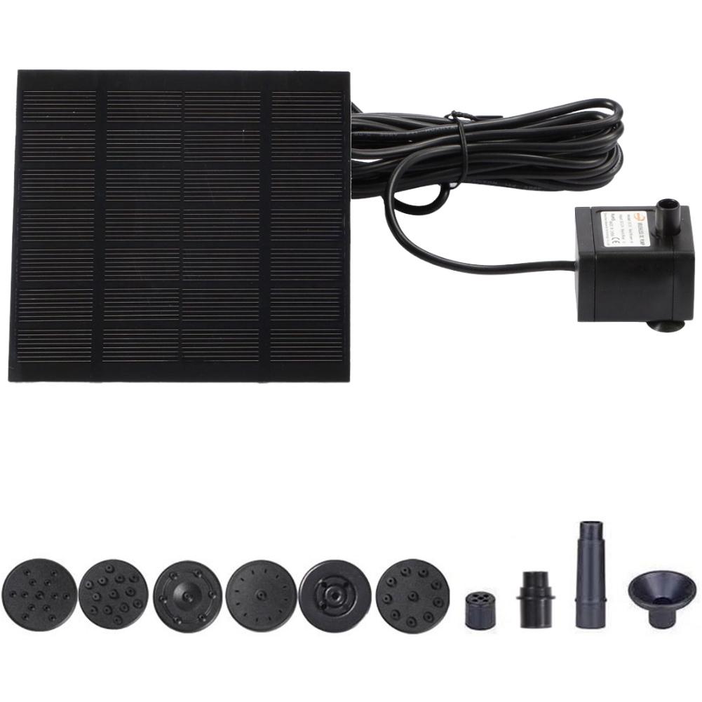 

1.2W Solar Powered Fountain Water Pump 200L/h with 6 Nozzles Solar Fountain Lift 110cm for Bird Bath Ponds Garden Fish Tank