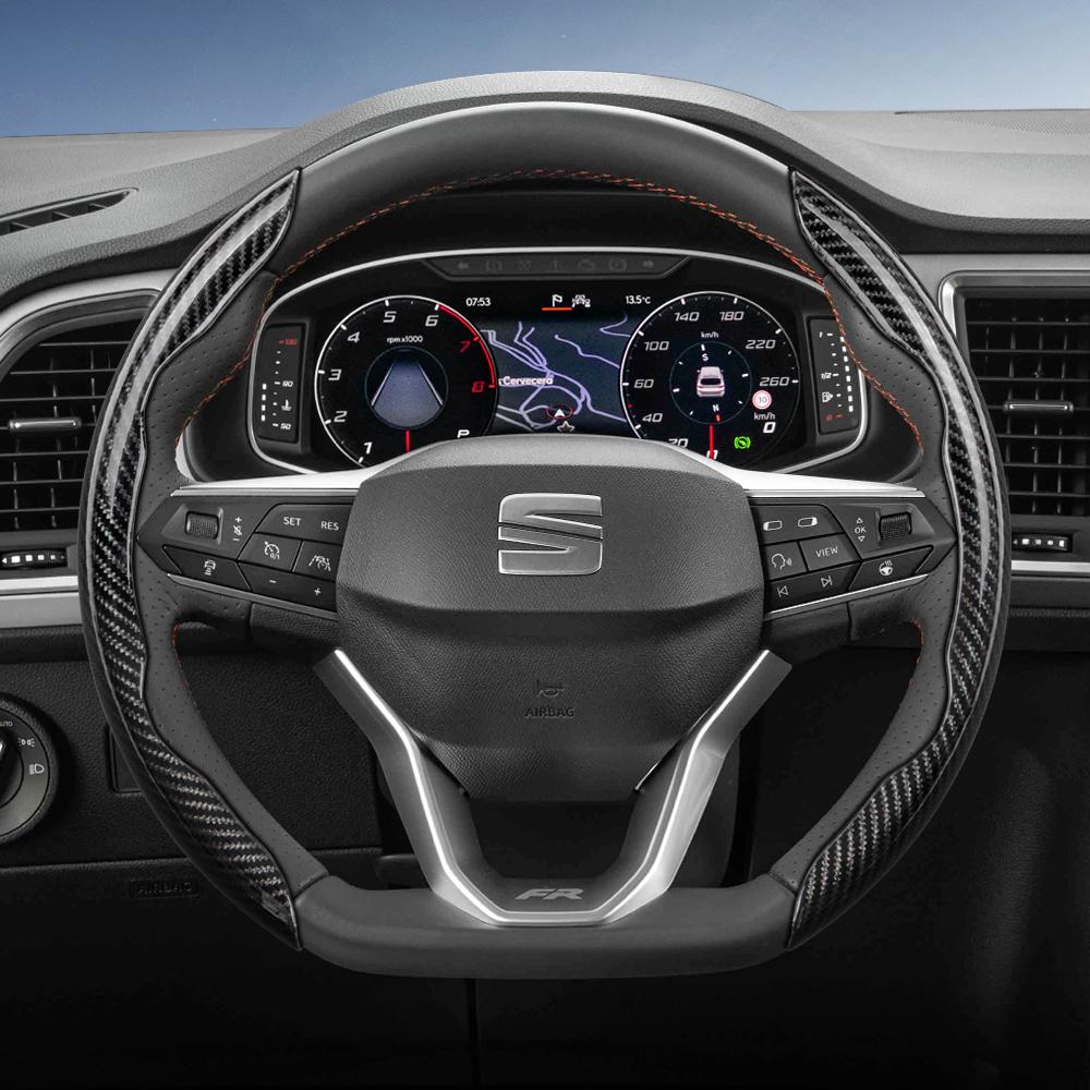Suitable for Seat Carbon Fiber Texture Steering Wheel Cover with Segmented Quick-Release Design, Durable, for Models Such As Ibiza, Arona, Leon,