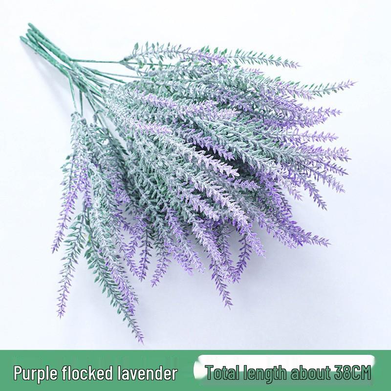

Artificial Lavender Bouquet - Fake Flowers & Flocked Wheat Ear for Home Decor