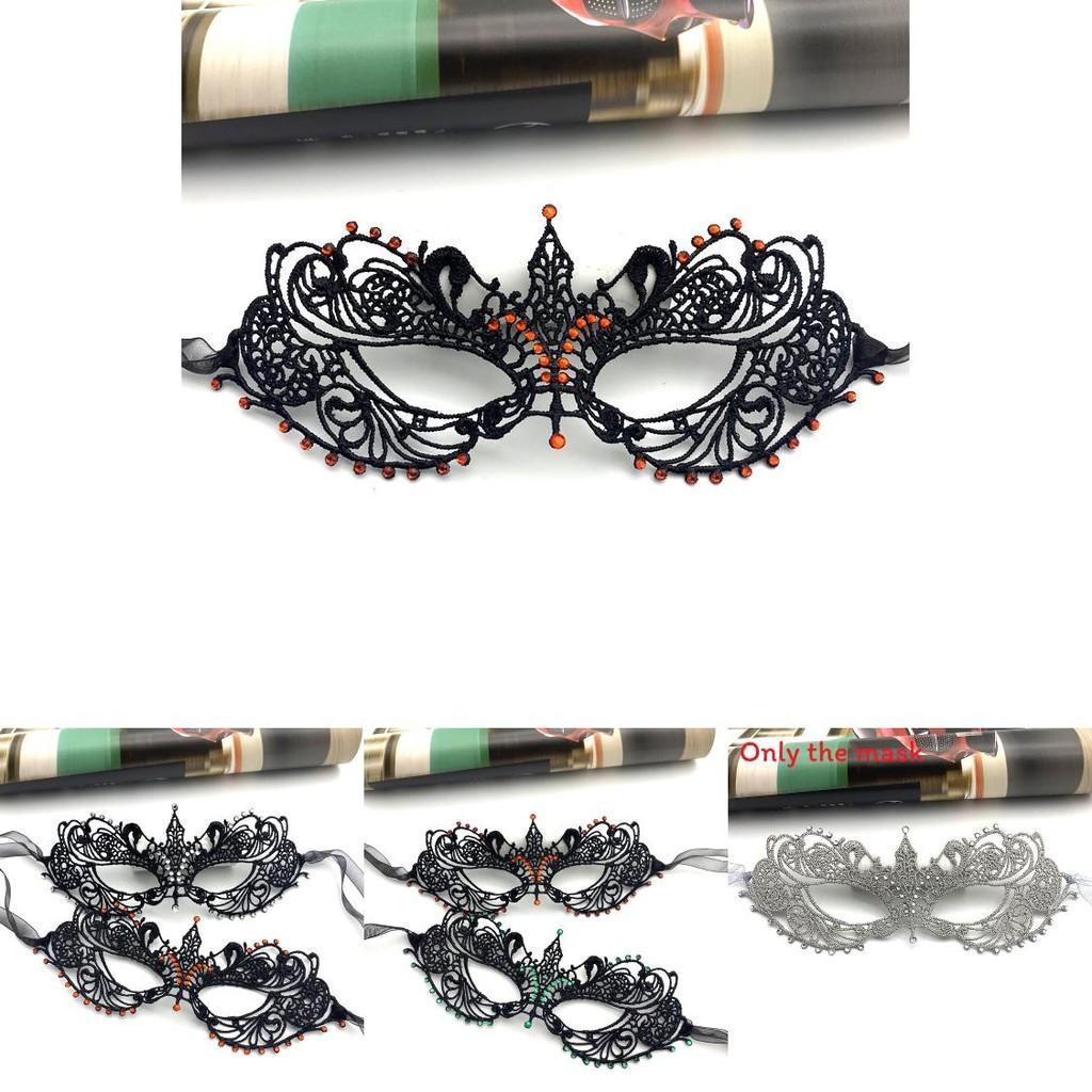 Halloween Lace Mask With Rhinestones For Costume Party And Kids Adults