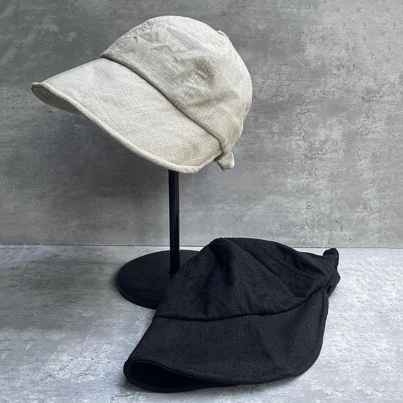 25 Cotton And Linen Small Fresh And Elegant Fisherman'S Hat Children Summer Breathable Ponytail Hole Sunscreen Cap Light And Thin