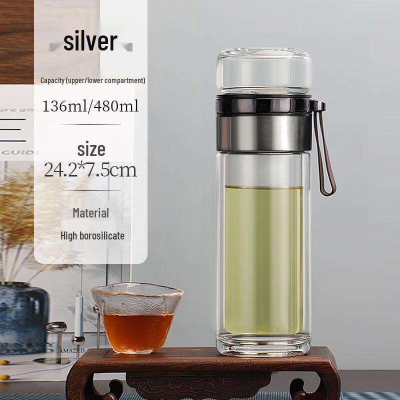 DKADI Magnetic Tea Infuser Double-Layer Glass Cup