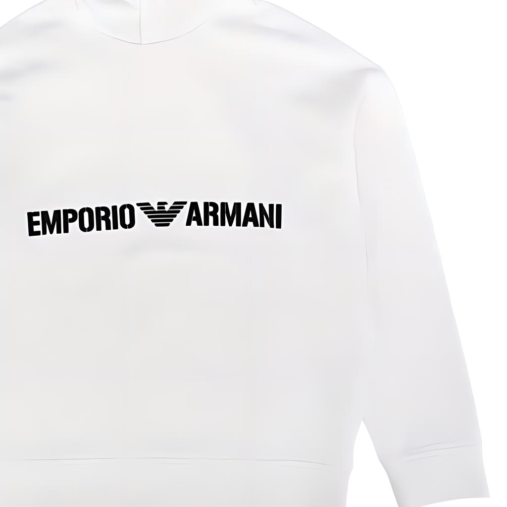 Emporio Armani Ss23 Letter Print Hooded Long Sleeve Sweatshirt Men Sweatshirt Beige 6L1ML9-1JWPZ-01E1